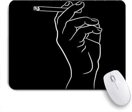 Amazon Niesikklaマウスパッド 煙タバコスケッチ人間の手描きの手セクシーなエンブレムブラック保持デザイン線形有害な白い指 ゲーミング オフィス最適 高級感 おしゃれ 防水 耐久性が良い 滑り止めゴム底 ゲーミングなど適用 用ノートブックコンピュータマウスマット