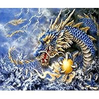 EOBROMD Diamond Painting Full Drill, Paint with Diamonds DIY 5D Embroidery Painting Wall Sticker for Wall Decor - Dragon 12 x 16inch