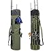 Allnice Durable Canvas Fishing Rod & Reel Organizer Bag Travel Carry Case Bag- Holds 5 Poles & Tackle (Khaki Green)