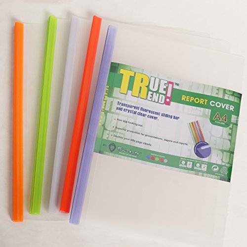 TRUETREND Heavyweight Plastic Report Cover | Standard Sliding Bar Crystal Clear Design â€“ Project File, Resume and Presentation Protector â€“ Perfect for School and Office + Bulk Pack of 10 in 5 colors