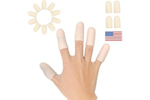 PNRSKTER Gel Finger Cots, Finger Protector Support(14 PCS) NEW MATERIAL Finger Sleeves Great for Trigger Finger, Hand Eczema, Finger Cracking, Finger Arthritis and More. (Beige, Short)