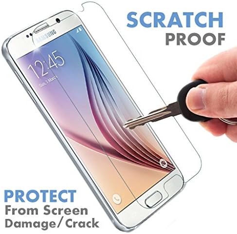 Voxkin Premium Quality Samsung Galaxy S6 Tempered Glass Screen Protector - Shield, Guard & Protect Phone From Crash & Scratch - Anti Fingerprint, Smudge & Shatter Proof - Best Lcd Display Protection