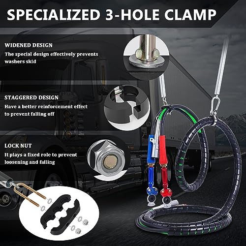 CheeMuii - Kit de líneas de aire de semircamión 3 en 1 ABS de 12 pies con Gladhand, asas, soporte y kit de resorte para sistema de frenos de tractor de semirremolques