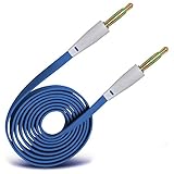ONX3Â® (Blue) High Quality 3.5mm Male To Male Jack Flat Cable AUX Auxiliary Audio Cable Lead For Vodafone Smart Tab 10
