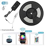 Nexlux Led light strip, Wifi Wireless Smart Phone Controlled Strip Light Kit 32.8ft 300leds White PCB 5050 Waterproof IP65 White PCB LED Lights,Working with Android and IOS System,Alexa