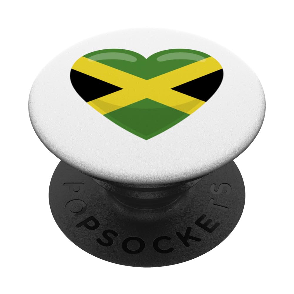 Jamaica Heart Jamaica Souvenir Jamaican Flag PopSockets Adhesive PopGrip