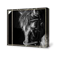 signwin-Canvas Wall Art-Black and White Horse-Canvas Prints Home Artwork Decoration for Living Room,Bedroom - 12x12 inches