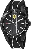 Ferrari Men's Red Rev Quartz Watch with Silicone Strap, Black, 21 (Model: 830495)