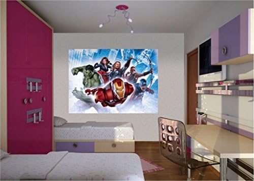WallandMore Avengers Wall Decal Mural For boys Bedroom 63" W by 45" H - Wall Decor - Wall Murals Avengers Decal - Children Room Decor - Boys Room Murals - Kids Decals - Mural Wall Decal