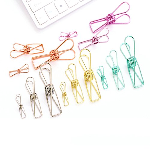 GGGarden 8/12/18Pcs Hollow Out Notes Metal Letter Multicolor Paper Binder Clips Folder Paper Clip DIY Marker Binding Supplies Organizer - Orange - 54 x 12mm