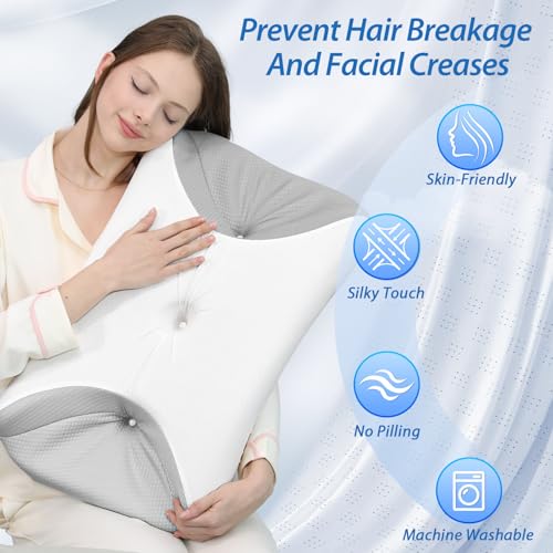 HOMCA CPAP Pillow, Orthopedic Memory Foam Pillow for All CPAP Masks That Reduces Mask Pressure and Air Leaks, with Cooling Cover, 65 x 40 x 9/11 cm