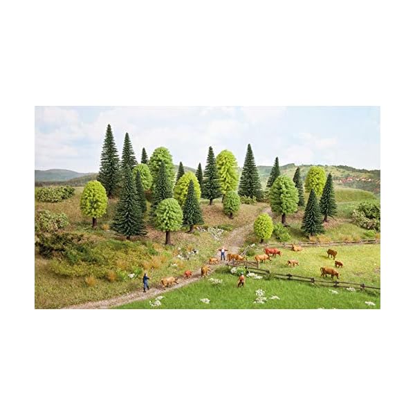 NOCH Mischwald fÃ¼r Modellbau | 25 StÃ¼ck realistische Miniatur-BÃ¤ume fÃ¼r Modelleisenbahn, Landschaftsgestaltung & Dioramen | 5-14 cm groÃe Modellbau BÃ¤ume Spur H0, TT (26811) – Bild 4