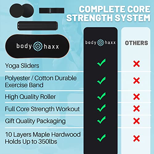 body haxx BODY HAXX Wooden Balance Board Trainer with Yoga Resistance