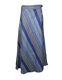 Mogul Interior Selina Womens Wrap Skirt Rayon Printed Reversible Magic Beach Skirts L