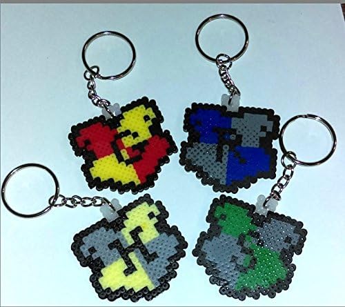Handmade Harry Potter Keychains, Gryffindor, Hufflepuff, Ravenclaw and Slytherin