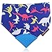 Reversible Dino/Blue Stripes Soft Cotton Baby Teething Bandana, Teething Bib, Drool Bib (Dinosaur)