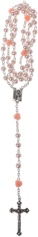 Catholic Crucifix Imitation Pearls Beads Rosary Necklace Religious Jesus Jewelry Rosary Jewelry Accessories