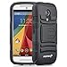 Moto G 2nd Gen Holster Case, Fosmon STURDY [Locking Swivel Belt Clip | Kickstand] Rugged Heavy Duty Shock Proof Case for Motorola Moto G 2nd Gen (Black/Black)