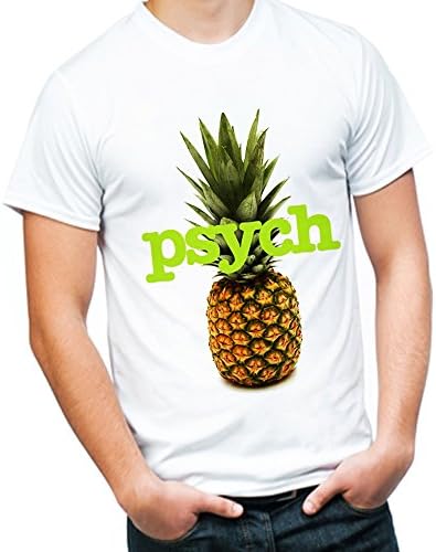 Psych Tv Show Pinaple tshirt for men (X-Large, WHITE)
