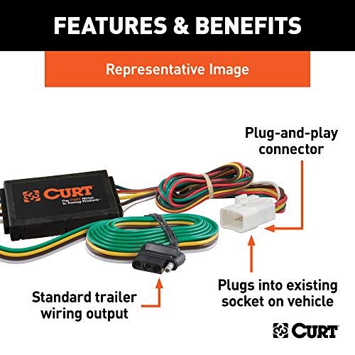 CURT 56040 Vehicle Side Custom 4 Pin Trailer Wiring Harness Fits 