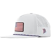 Branded Bills Old Glory Flat 5 Panel Rope Hat for Men | Raised PVC rubber patch, moisture-wicking sweatband, breathable perforated side panels, water-resistant shell