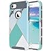 ULAK iPhone 7 Case, Colorful Series Slim Hybrid Dual Layer Scratch Resistant Hard Back Cover Shock Absorbent TPU Bumper Case for Apple iPhone 7 4.7 inch- Mint Geometric Marble