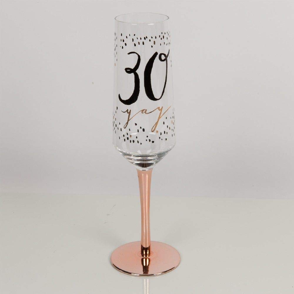 Widdop And Co Hotchpotch Luxury Champagne Prosecco Flute Glass Rose Gold Stem 30th Birthday