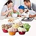 LENK Silicone Cupcake Liners,24 Pieces Nonstick Nonstick Reusable Muffin Cups for Kids Baking, 4 Shapes Round Star Heart Rose,Multi Colors