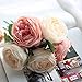 CQURE Artificial Flowers,Fake Silk Flowers 5 Heads Peony Wedding Bouquet Flower Arrangement for Home Decor Party Floral Centerpieces Decoration(Pink Champagne) …