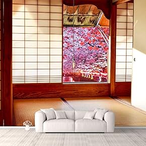 Wall Murals for Bedroom Japanese Style Grid Door View Large Removable Wallpaper Peel and Stick Wall Stickers - 66x96 inches