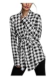 Zeagoo Womens Plaid Houndstooth Pattern Coat Knitwear Cardigan Spring Jacket