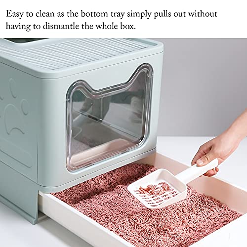 ROCCS Foldable Cat Litter Box with Lid,No Smell Large Top Entry