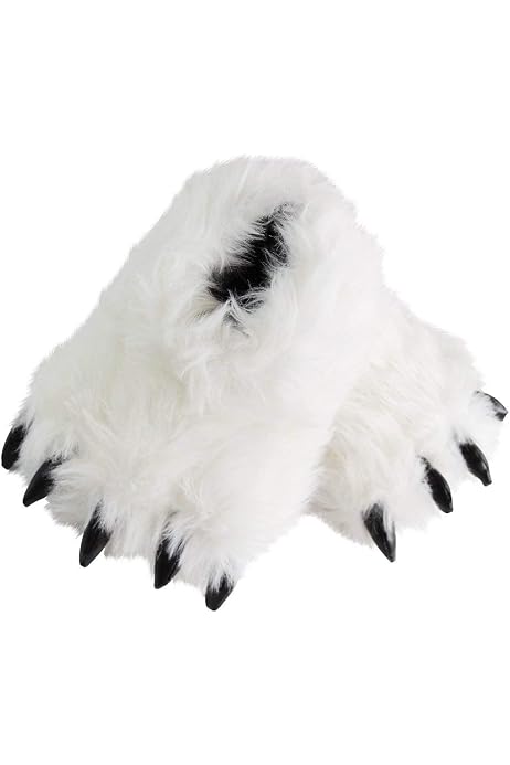 Fuzzy Black Bear Paw Slippers 