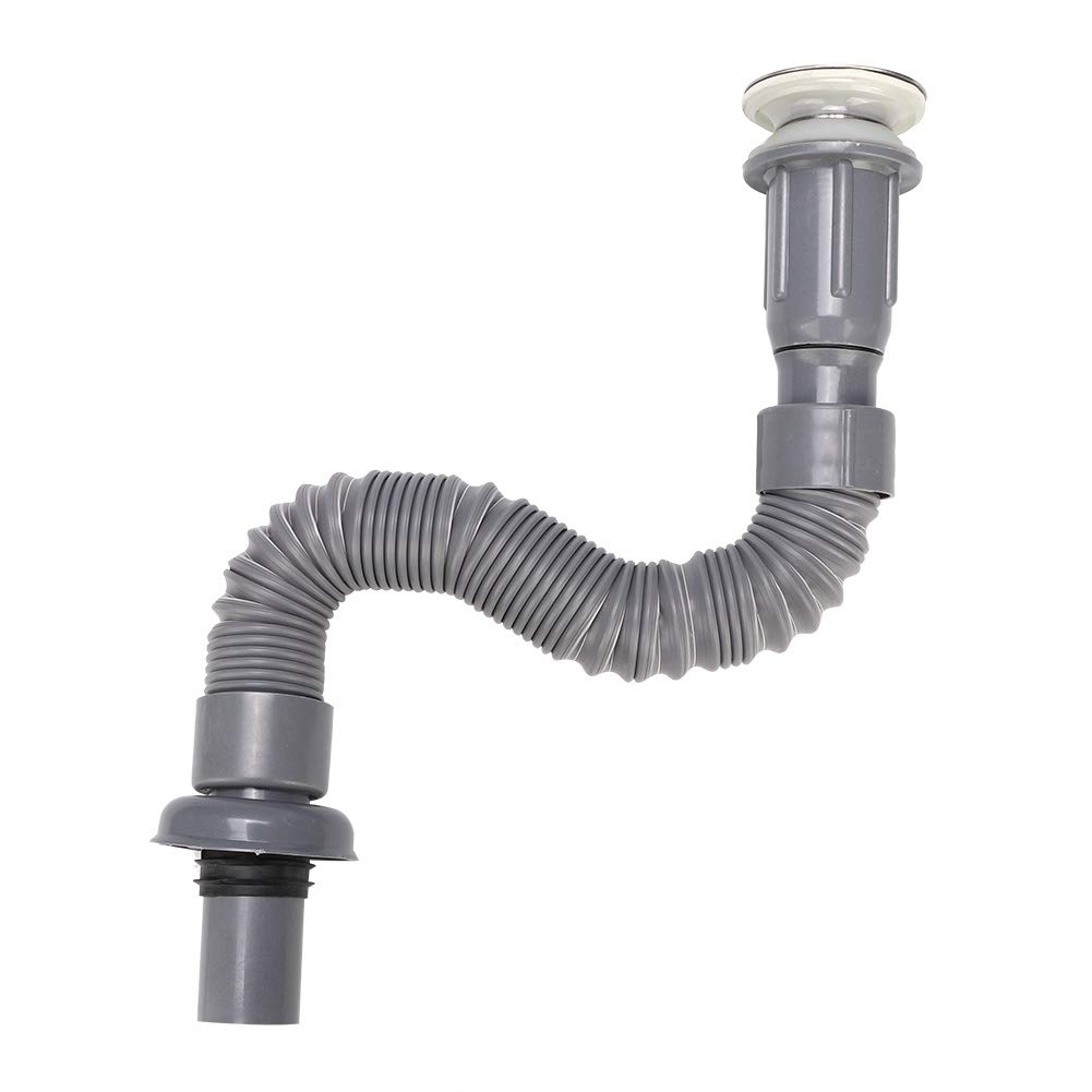 Universal Sink Drain Pipe, S-Tube Down Waste Pipe for Bath Basin Drainer Toilet with 30mm Inlet Diameter(Grey)