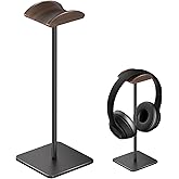 Ahonnpely Headphone Stand for Desk - Headset Stand with Aluminum Hanger and Wooden Support, Headphone Holder for AirPods Max, Sony, Bose, Beats and More (Black)