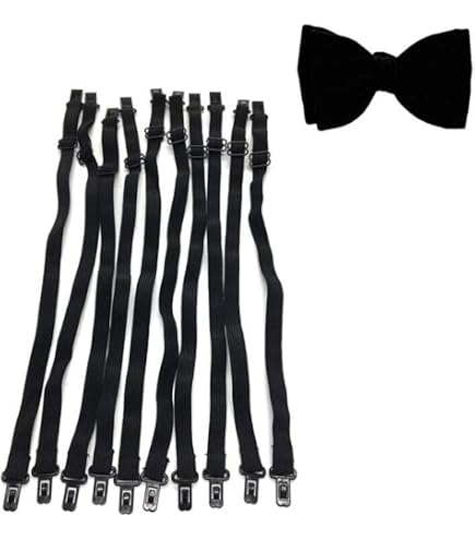 White Polyester Extension Straps 20-Pack Elastic Bow Tie Straps - White Polyester Adjustable Neckbands With Buckle - Formal Wear Accessories Bowties For Men