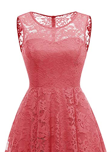 MuaDress-Vintage-Cocktail-Vestiti-Elegante-Donna-Hi-Lo-Fiore-Pizzo