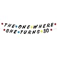 Friends Themed 30th Birthday Black Glitter Banner - Happy 30th Birthday Party - 30th Birthday Party Decorations and Supplies