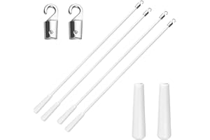 Lainballow 4 Pcs 17 Inches Blinds Wand Replacement, Blind Tilt Wand with Hook and Handle, Fiberglass Window Blind Wand for Windows, Curtain Shades, Venetian Blinds(White)