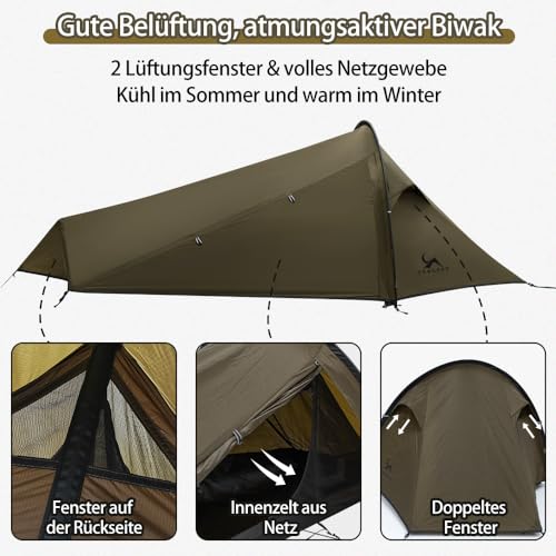TOMOUNT Bivy Nylon Tent Ultralight 1 Person Waterproof Bivy Bag Small Pack Size Trekking Tent One-man Tent for Trekking, Camping, Outdoor, Climbing with Backpack