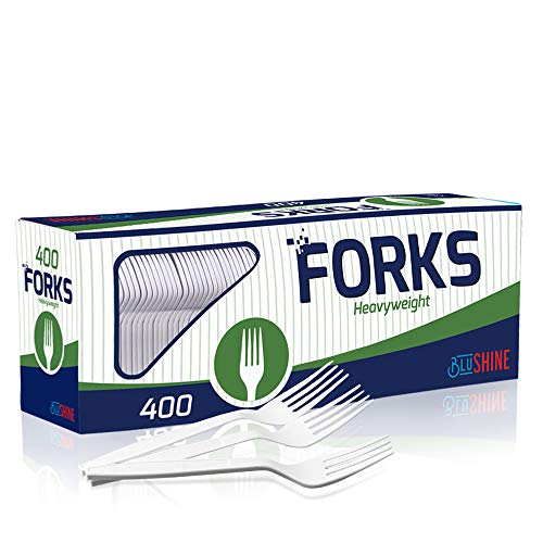 400 Pack Extra Heavyweight Disposable White Plastic Forks Heavy Duty