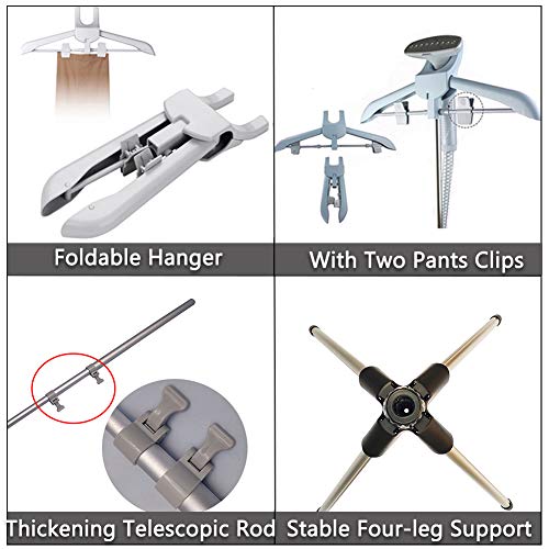 Exttlliy Garment & Drying Rack Garment Hanger/Drying Rack/Handheld Clothes Steamer Holder Ironing Steamer Bracket Telescopic Folding Hanger (Black) - Thumbnail 2