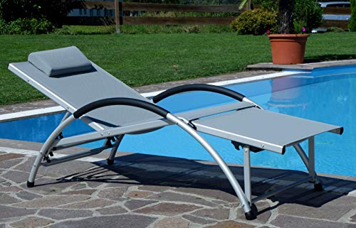ALEOS. Gartenliege Sonnenliege Fitnessliege Bauchmuskeltrainer stabile Aluminium Konstruktion mit atmungsaktiven Kunststoffgewebe und Kopfpolster FIT-GRAU – Bild 7