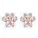 Dainty Paw Post Stud Earring - 18K Rose Gold FiII Cubic Zirconia Statement Earrings Hypoallergenic Jewelry for Puppy Lovers