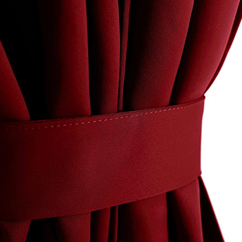 image for Deconovo Door Curtains Red Blackout Curtains for Christmas Dual Rod Po