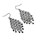 D EXCEED Gift Idea Jet Black Crystal Dangle Drop Earrings Chandelier Charm Ear Accessory for Women and Ladies Pewter