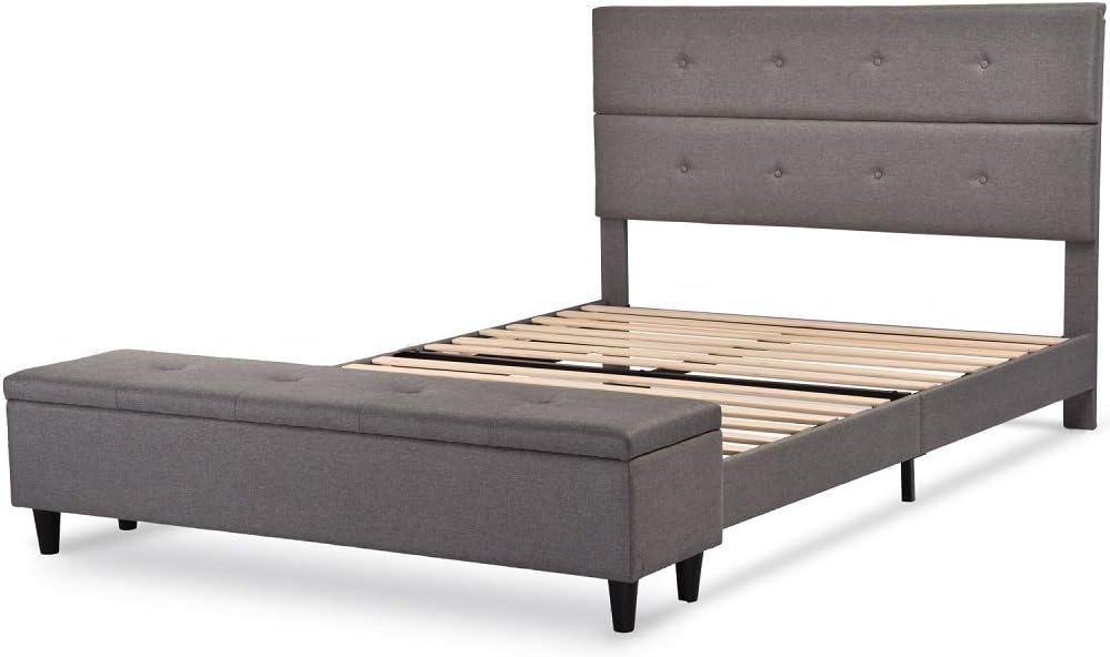 Allewie Queen Bed Frame with Storage Ottoman Bench and