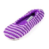Snoozies Womens Striped Ballet Style Indoor Flats Slipper Socks