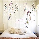 TUANTUAN 1 Sheet Dream Catcher Feathers Wall Sticker Mural Art Removable Decals for Classroom Offices Kids Bedroom Bathroom Living Room Decoration
