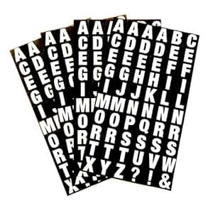 Amazon.com : Small Alphabet A-Z Stickers, White Letters on ...